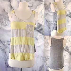 Ella Moss Silk Stripe Sleeveless Pocket Tank Top